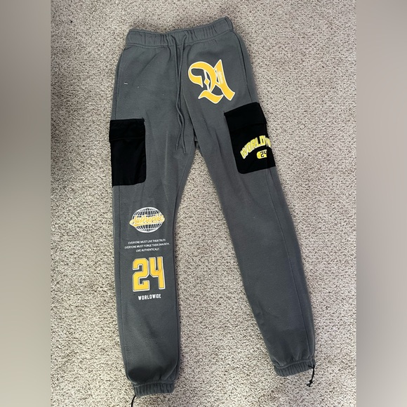 Brooklyn Cloth Gray and Yellow Joggers - Picture 1 of 6